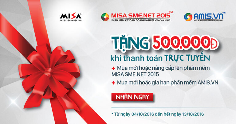 MISA giảm ngay 500.000đ cho khách hàng khi thanh toán trực tuyến