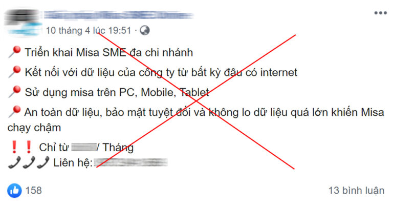 [CẢNH BÁO] Khách hàng có thể mất dữ liệu vì quảng cáo dùng MISA SME online giá rẻ